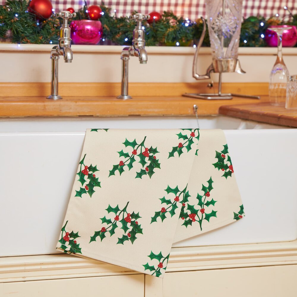 Christmas Tea Towel - Holly