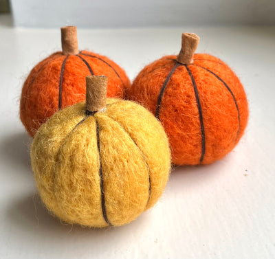 Autumnal Felt Pumpkins (Set of 3)