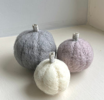 Neutral Wool Pumpkins (Set of 3)