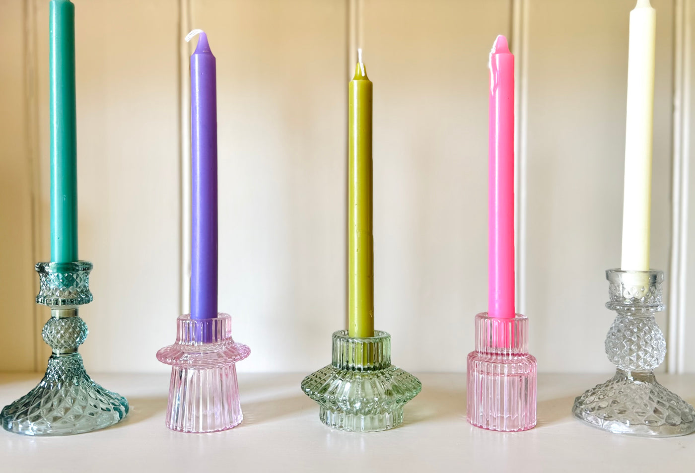 Glass Candlesticks & Tea Light Holders