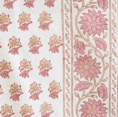 Block Print Tablecloth - Peony Pink