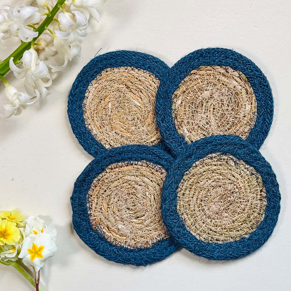 Seagrass Coasters - Blue (Set of 4)
