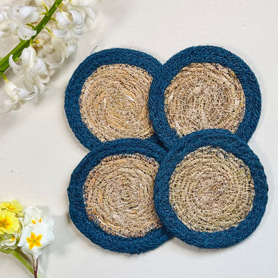 Seagrass Coasters - Blue (Set of 4)