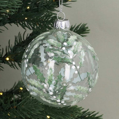 Glass Bauble - Holly