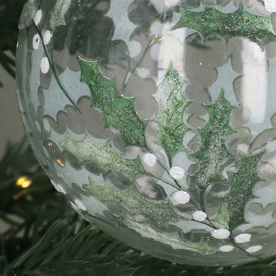 Glass Bauble - Holly