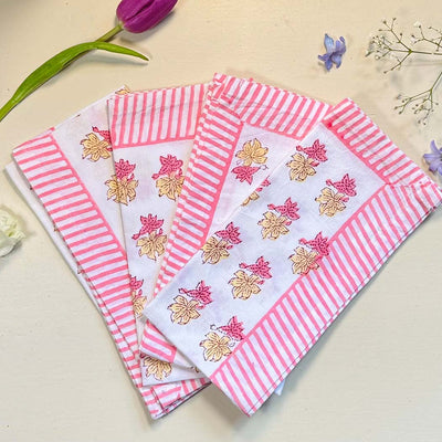 Block Print Napkins - Peony Pink (set of 4)