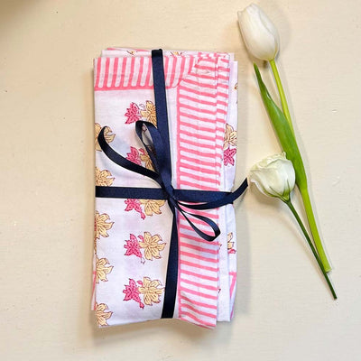 Block Print Napkins - Peony Pink (set of 4)
