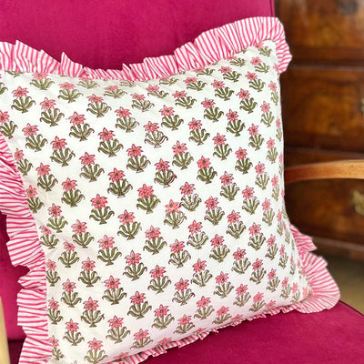 Cushion Cover - Peony Pink (Block Printed)