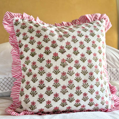 Cushion Cover - Peony Pink (Block Printed)