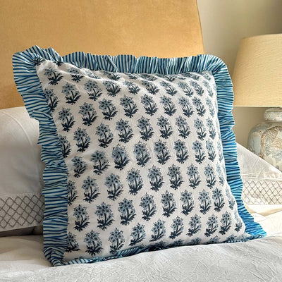 Cushion Cover - Periwinkle Blue (Block Printed)