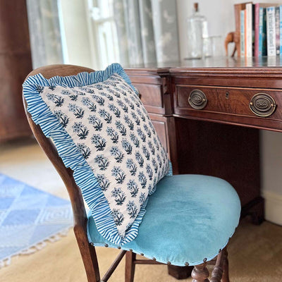 Cushion Cover - Periwinkle Blue (Block Printed)