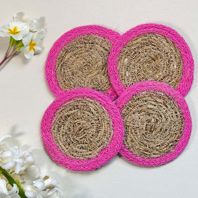 Seagrass Coaster - Pink (Set of 4)