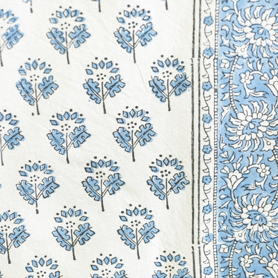 BLOCK PRINT TABLECLOTH - PERIWINKLE BLUE