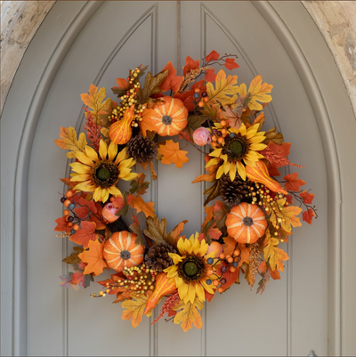 Autumn Sunflower & Pumpkin Wreath
