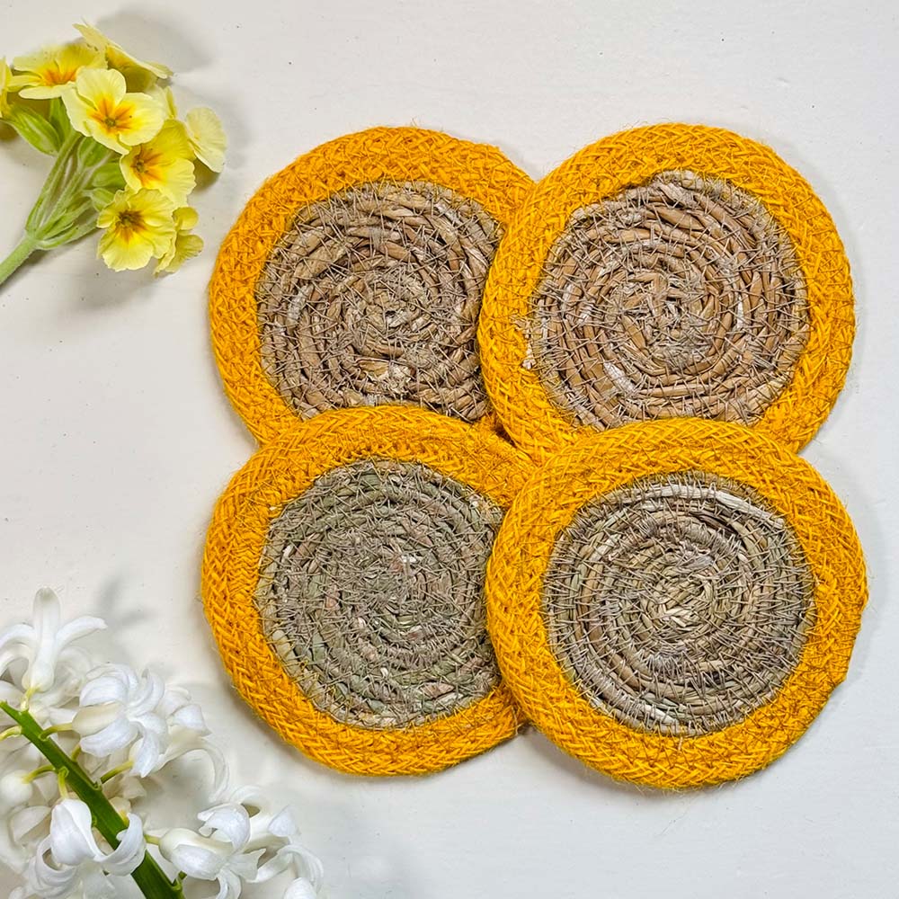 Seagrass Coasters - Yellow (Set of 4)