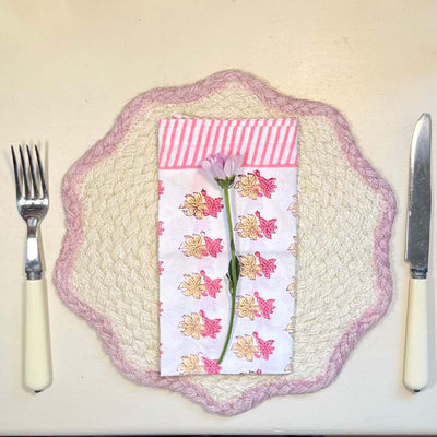 Scalloped Jute Placemats - Dusty Pink