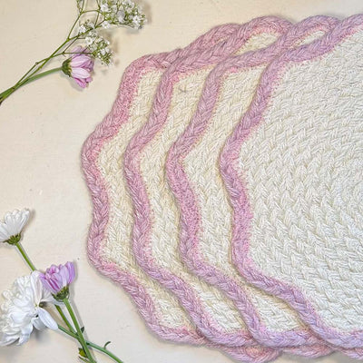 Scalloped Jute Placemats - Dusty Pink