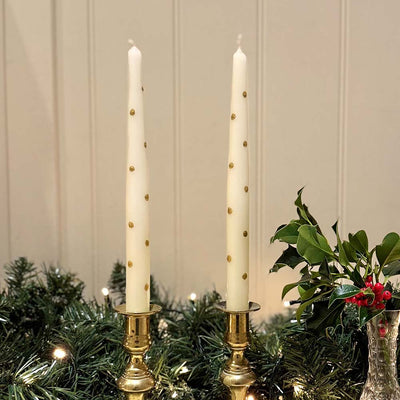 Christmas Hand Painted Candles - Gold Spotty Candles