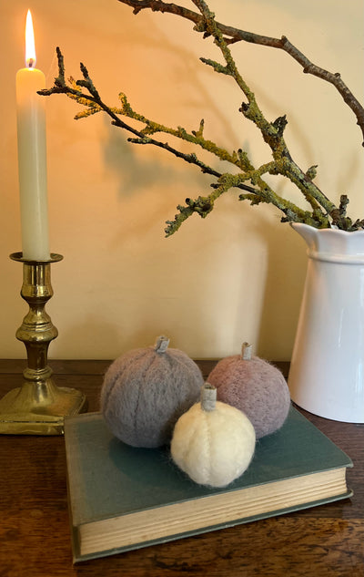 Neutral Wool Pumpkins (Set of 3)