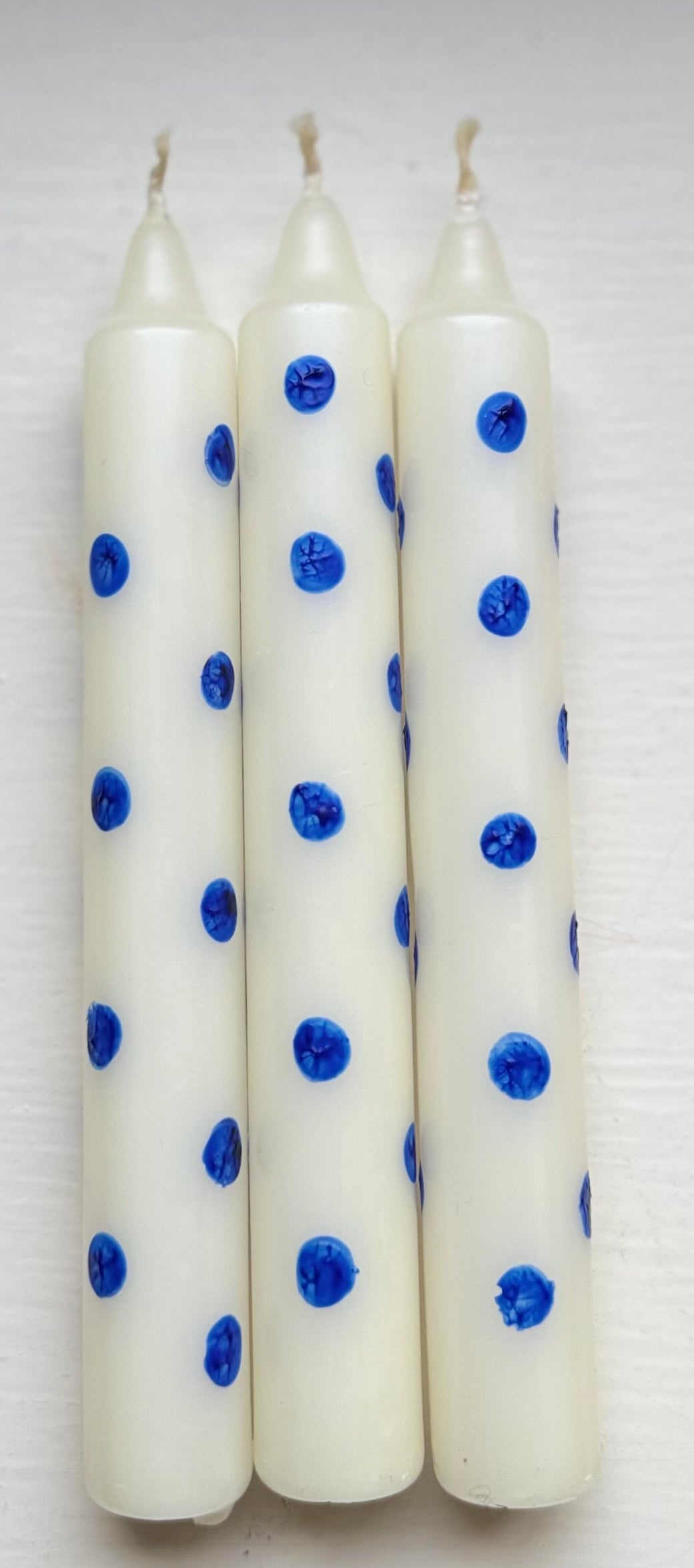 Hand Painted Candles - Spotty Blue
