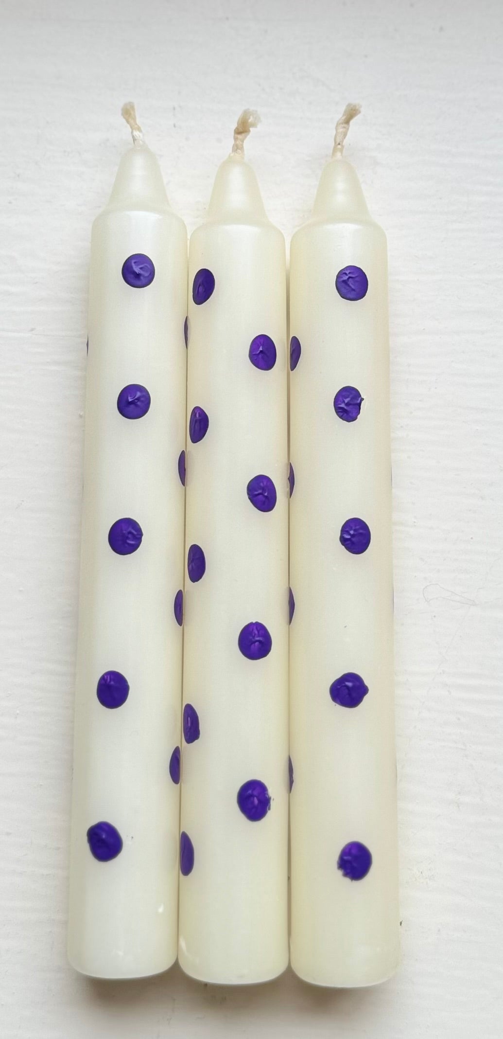 Hand Painted Candles - Spotty Purple