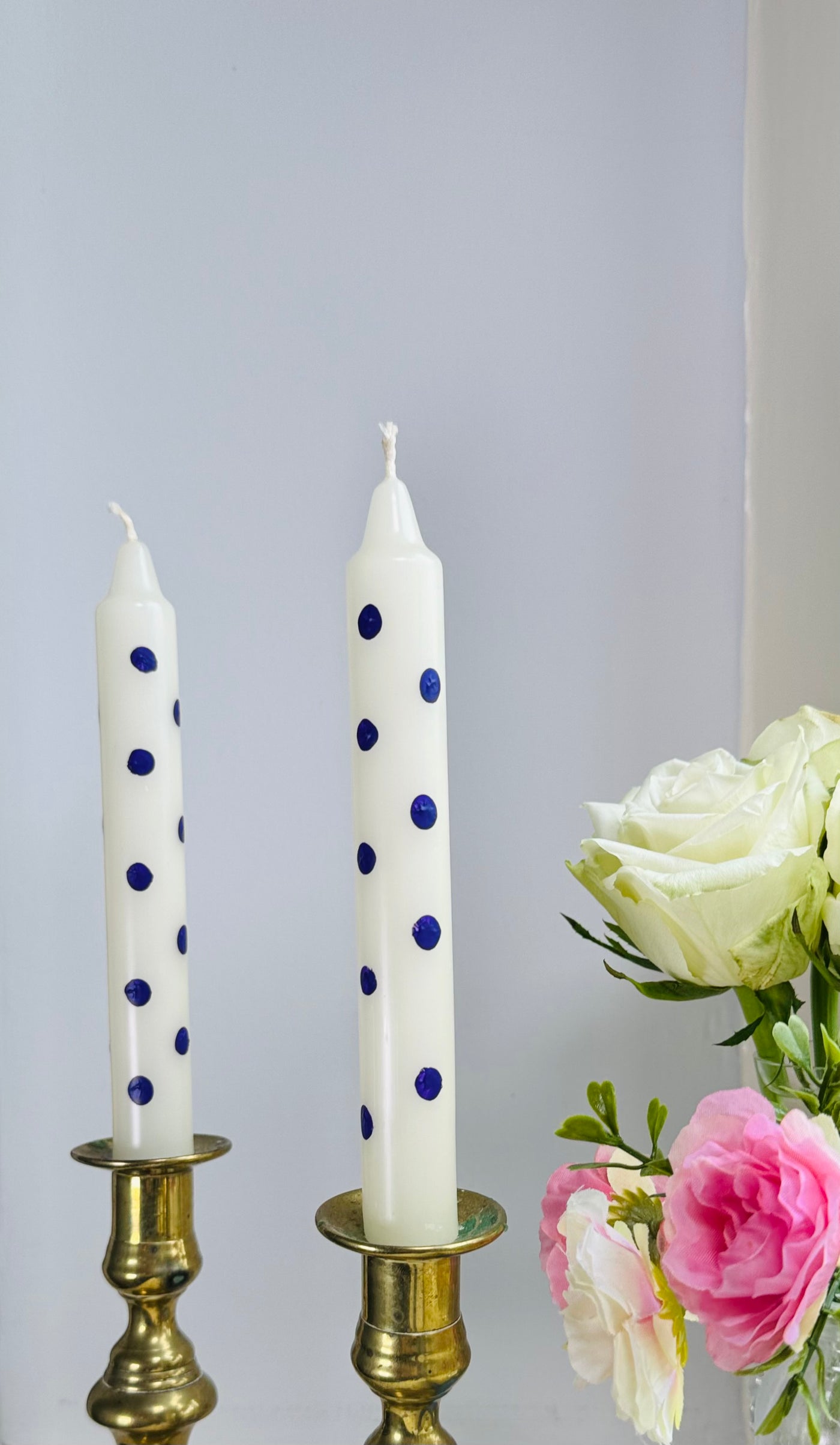 Hand Painted Candles - Spotty Purple