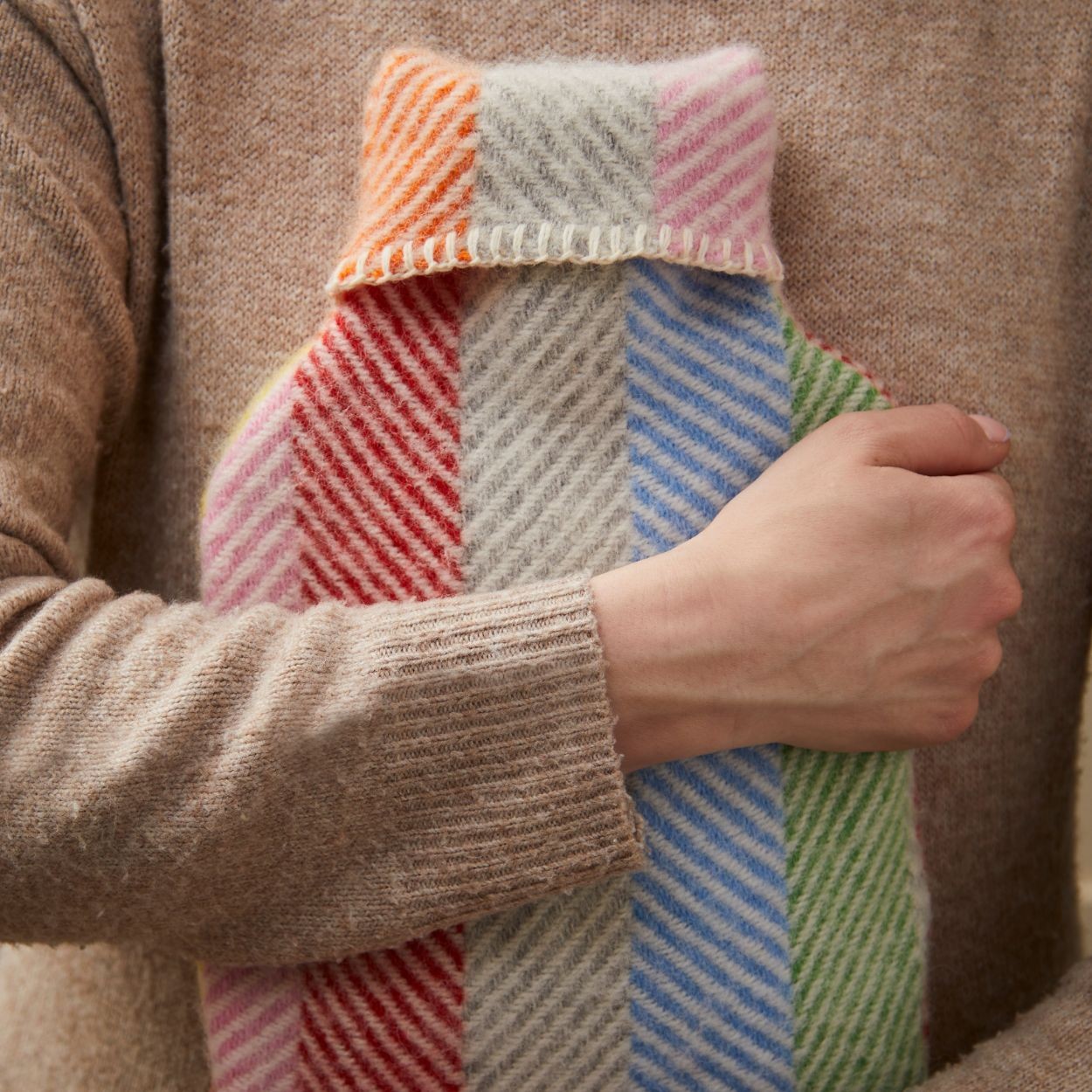 Wool Hot Water Bottle - Rainbow Stripe