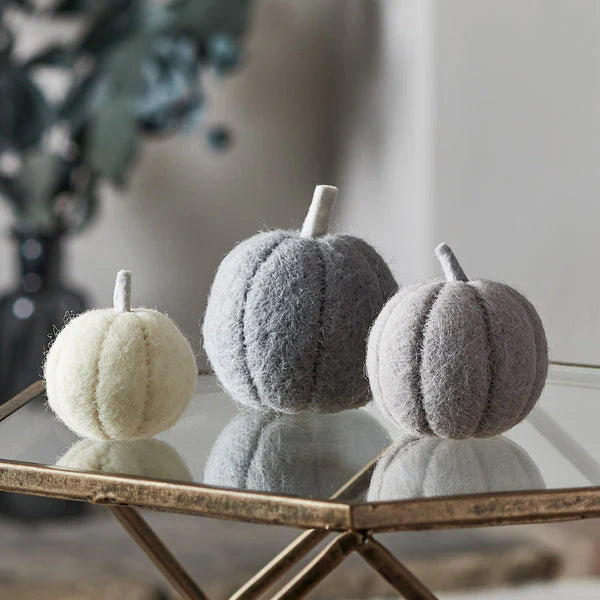 Neutral Wool Pumpkins (Set of 3)