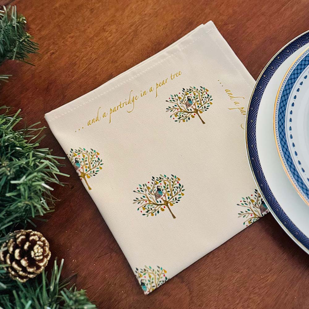 Christmas Napkins (Set of 4) - Partridge in a Pear Tree