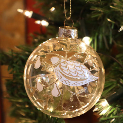 Glass Bauble - Golden Partridge