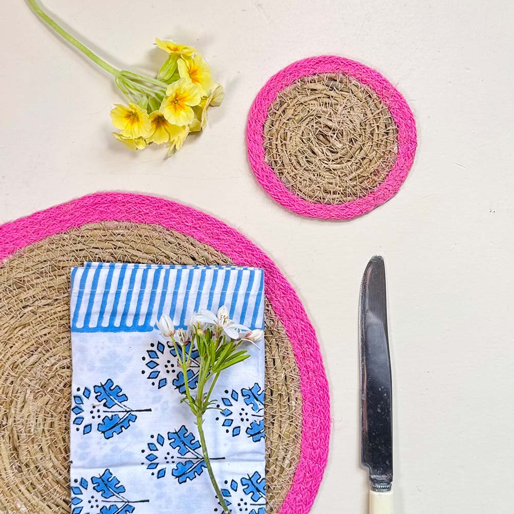 Seagrass Coaster - Pink (Set of 4)