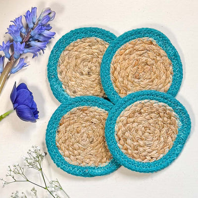 Seagrass Coasters - Teal (set of 4)