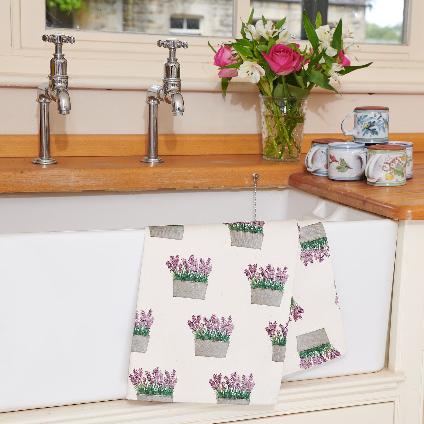 Tea Towels - Lavender Pots